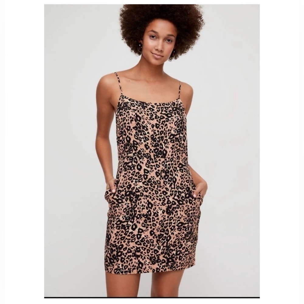 Wilfred Isabelle Leopard Print Mini Dress with pockets - Tan and Black